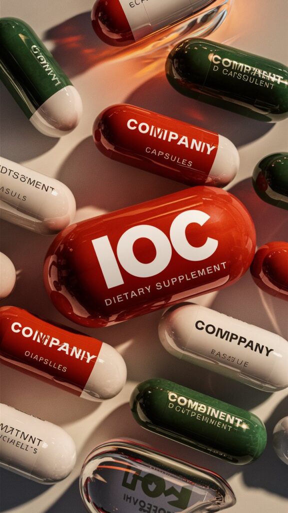 Kapsułki twarde do suplementów diety produkcji IOC, logo IOC na kapsułce