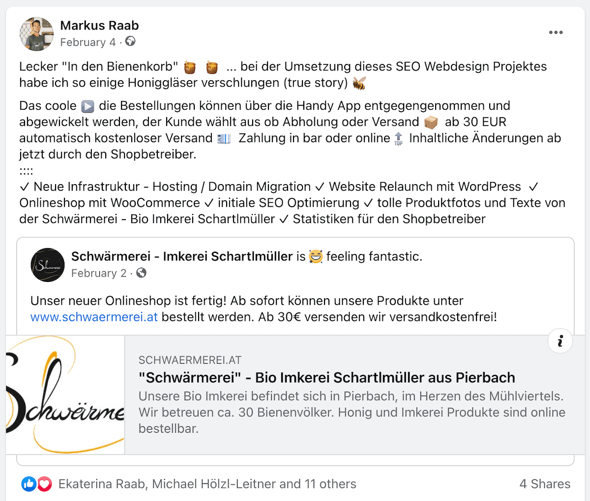 Webseite Imkerei Schartlmüller von Raabauke