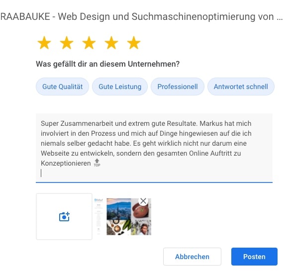 Google Maps Bewertung abgeben