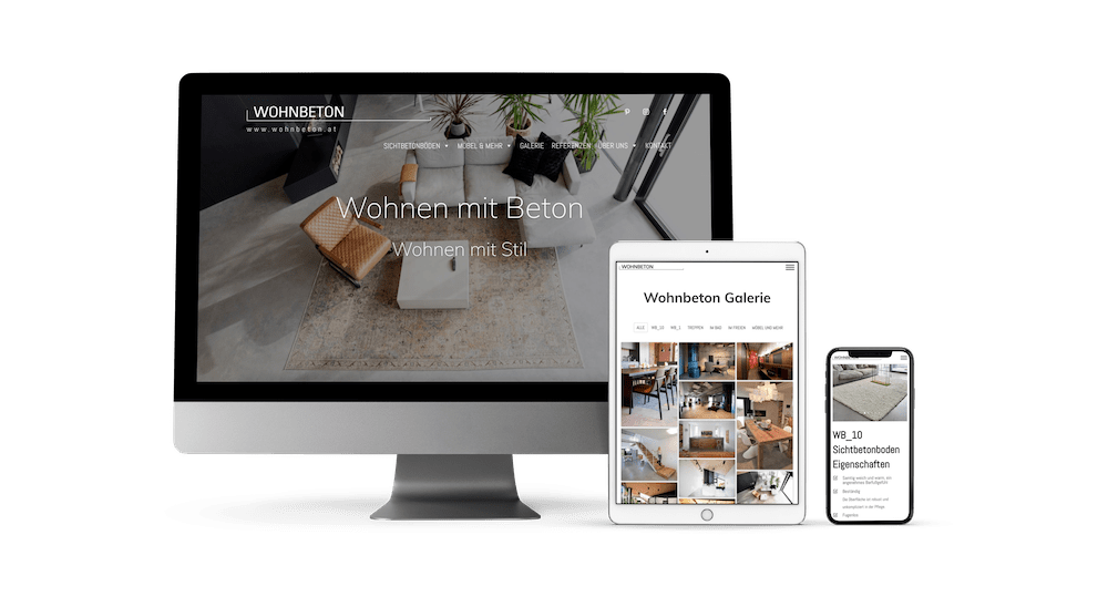 Wohnbeton Mockup Web Design von RAABAUKE Web Design und Suchmaschinenoptimierung von Markus Raab