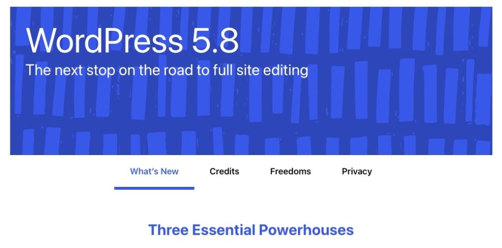 WordPress 5.8 Update