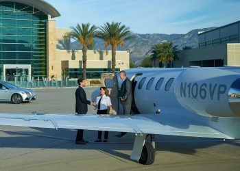 SBD Luxivair FBO Aircraft on Ramp with Passengers
