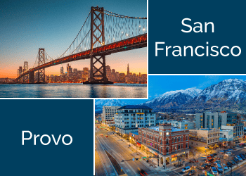 Photo of San Francisco with the Bay Bridge and Downtown Provo