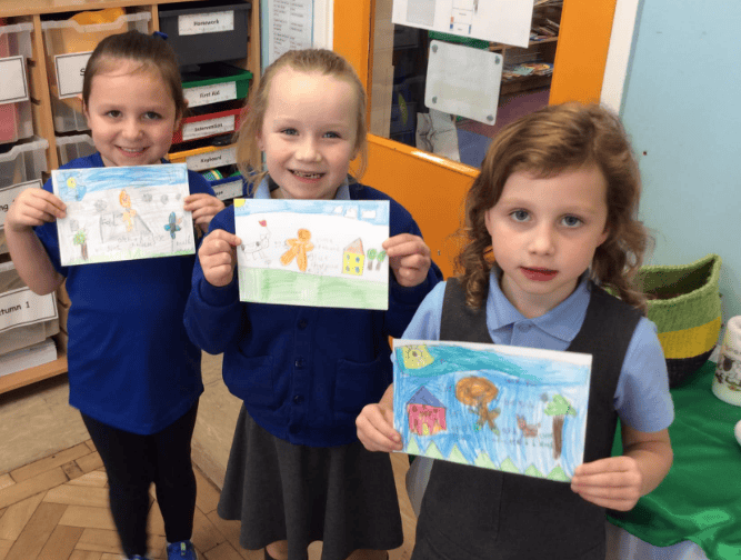 Designing their Gingerbread Man Picture Cards