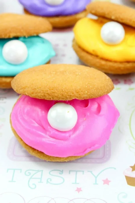 clam shell cookies easy no bake mermaid party idea
