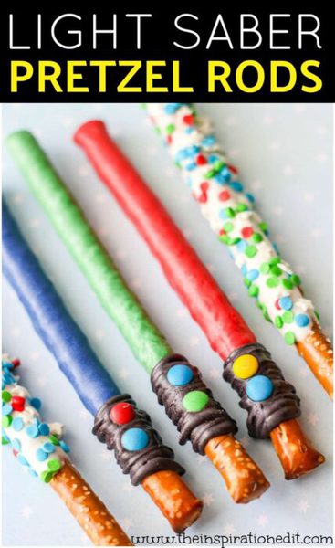 star wars party food light saber pretzel rods