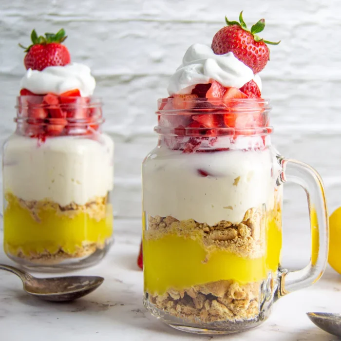 strawberry lemon mason jar dessert