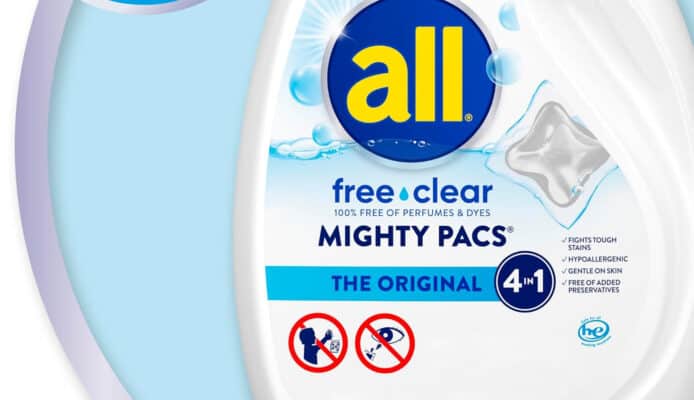All free clear Mighty Pacs detergent package