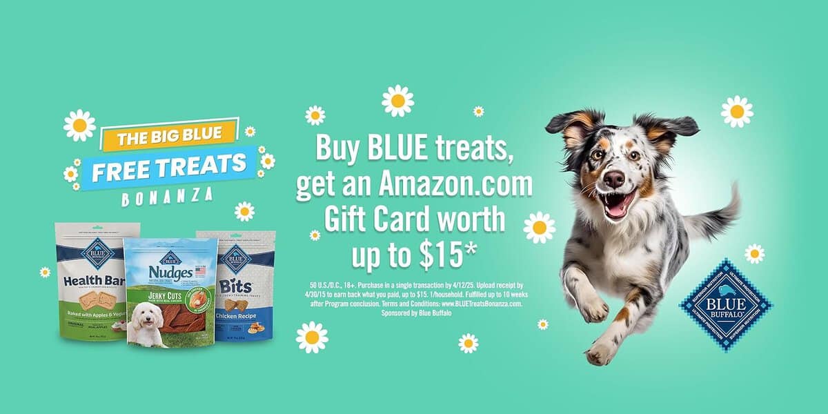 Buy Blue treats, get Amazon gift card offer.
