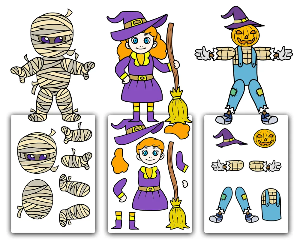 free printable halloween cut and paste characters