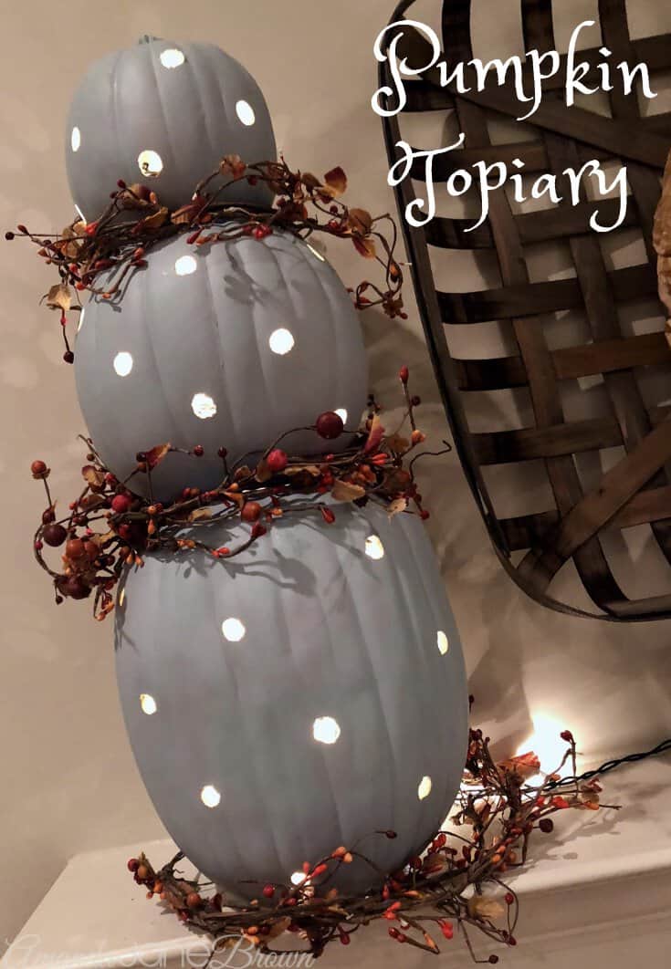 pumpkin topiary with lights