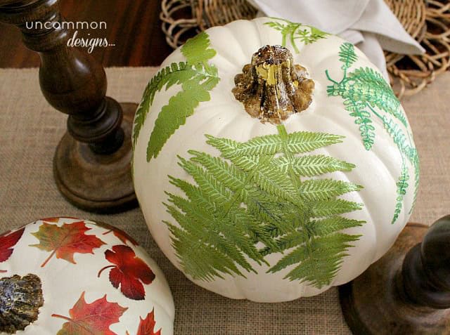 botanical fern mod podge pumpkin