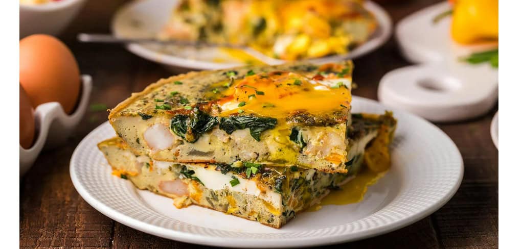 shrimp spinach sunny side up omelette