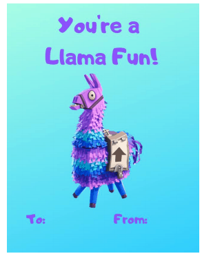 llama valentine day card fortnite