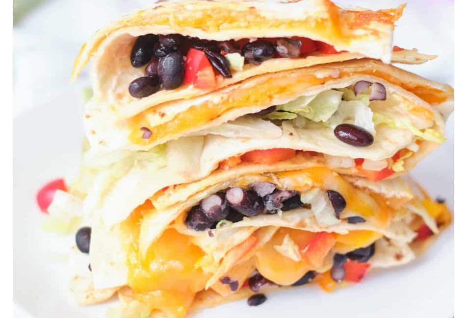 fold over black bean quesadillas
