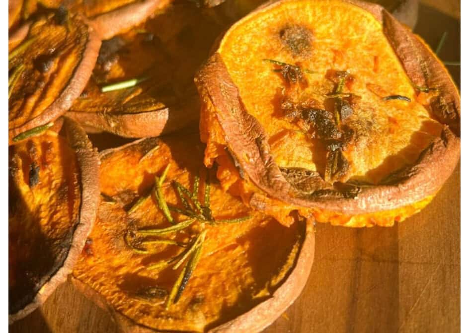 rosemary garlic butter smashed sweet potatoes