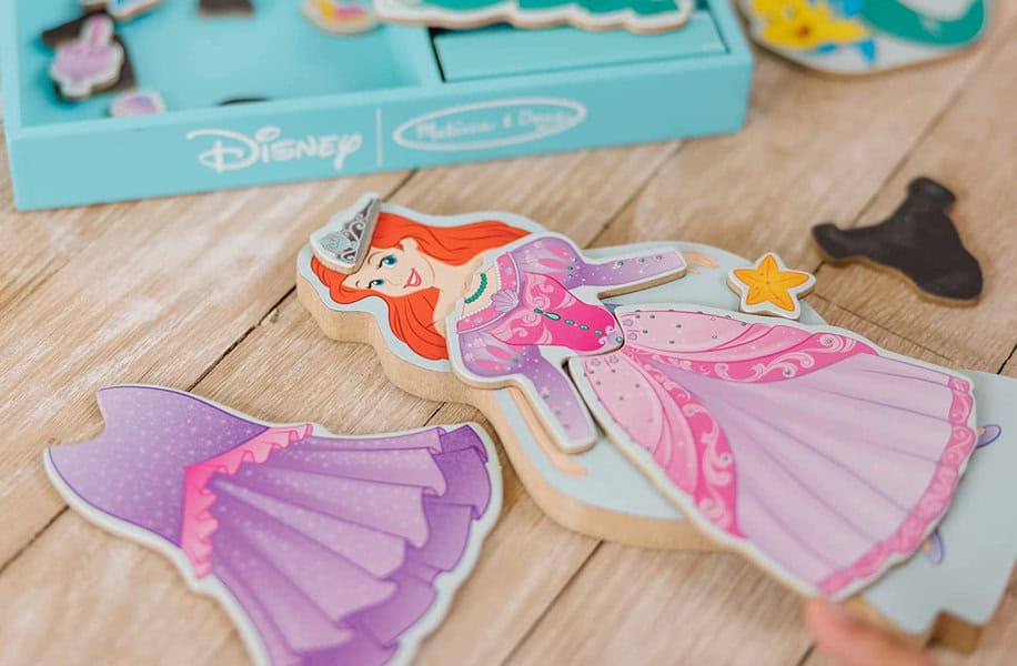 melissa doug disney ariel magnetic dress up wooden doll pretend play set