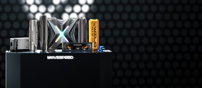 Various Movespeed electronic devices on display.