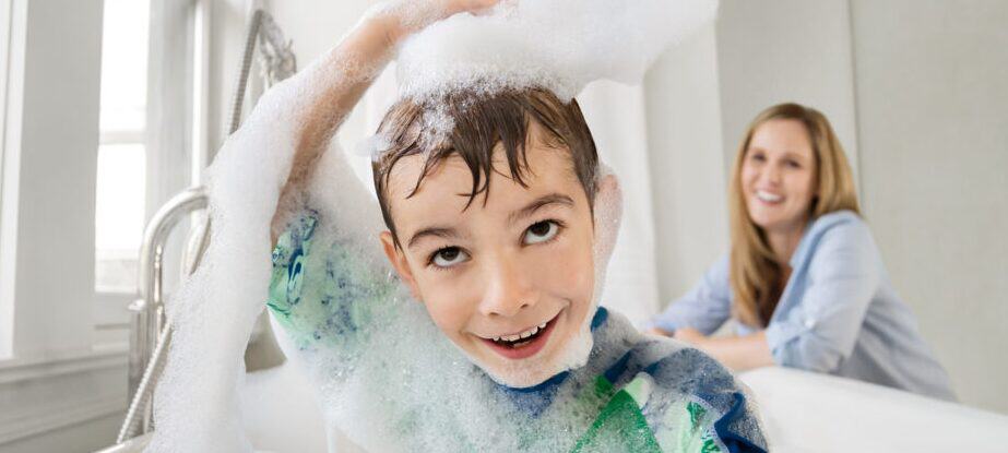 kid in tub