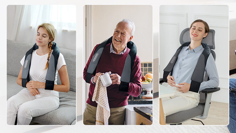 Cordless massage device for on-the-go relaxation.