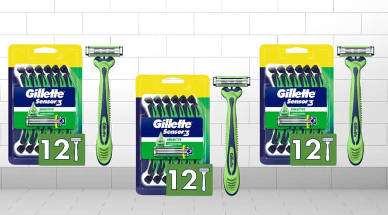 Gillette Sensor3 Sensitive disposable razors, 12 pack.
