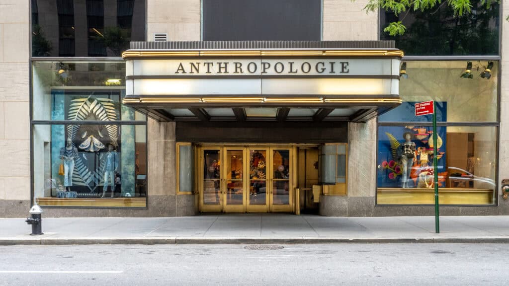 Anthropologie store entrance and display windows