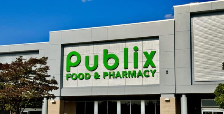 Publix store entrance with Food & Pharmacy sign