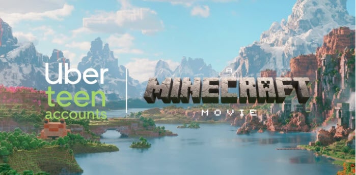 Uber Teen Accounts and Minecraft Movie logo landscape