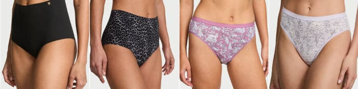 Variety of women's printed and solid underwear
