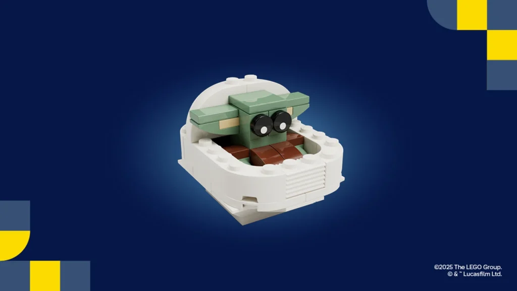 LEGO Star Wars figure in a spacecraft.