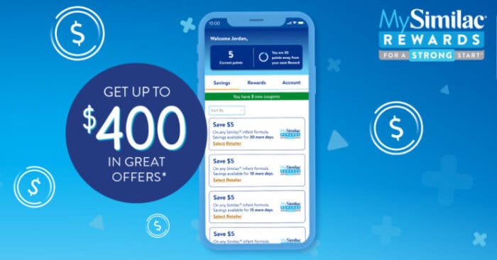 Similac rewards app offers up to $400 savings.