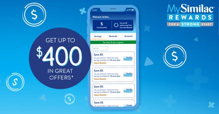 Similac rewards app offers up to $400 savings.