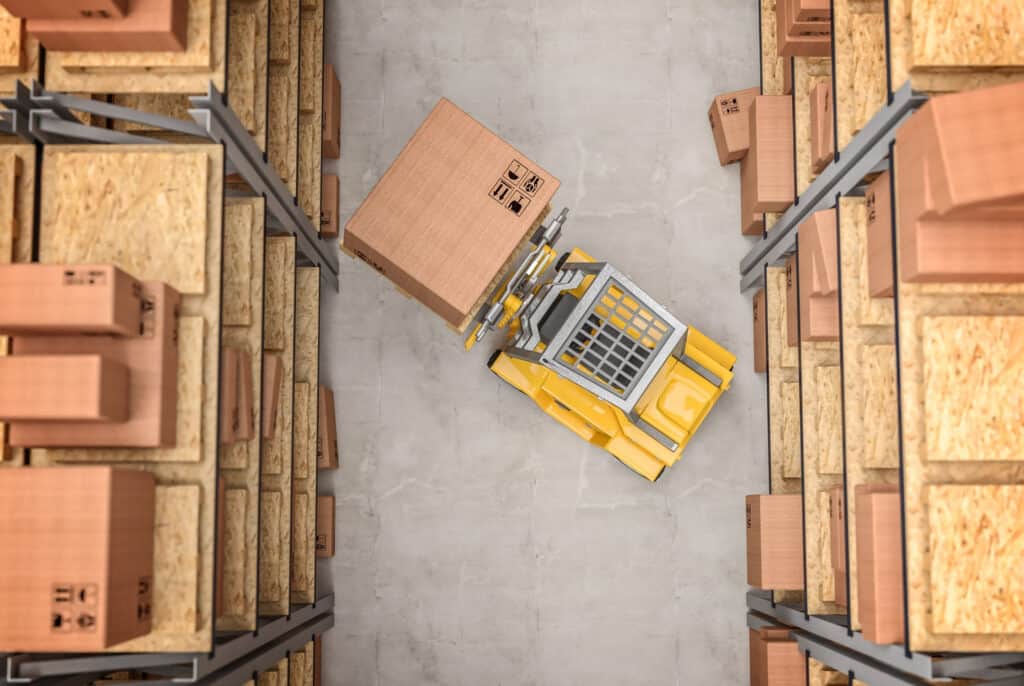 Forklift turning with halo rule radius