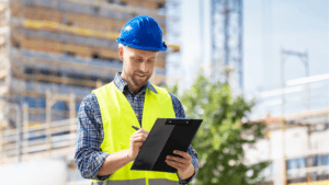 man completing Forklift certification