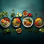 A collage of quick and easy gluten-free vegan meals, including lentil soup, chickpea salad, stir-fry, and quinoa chili, showcasing variety and affordability