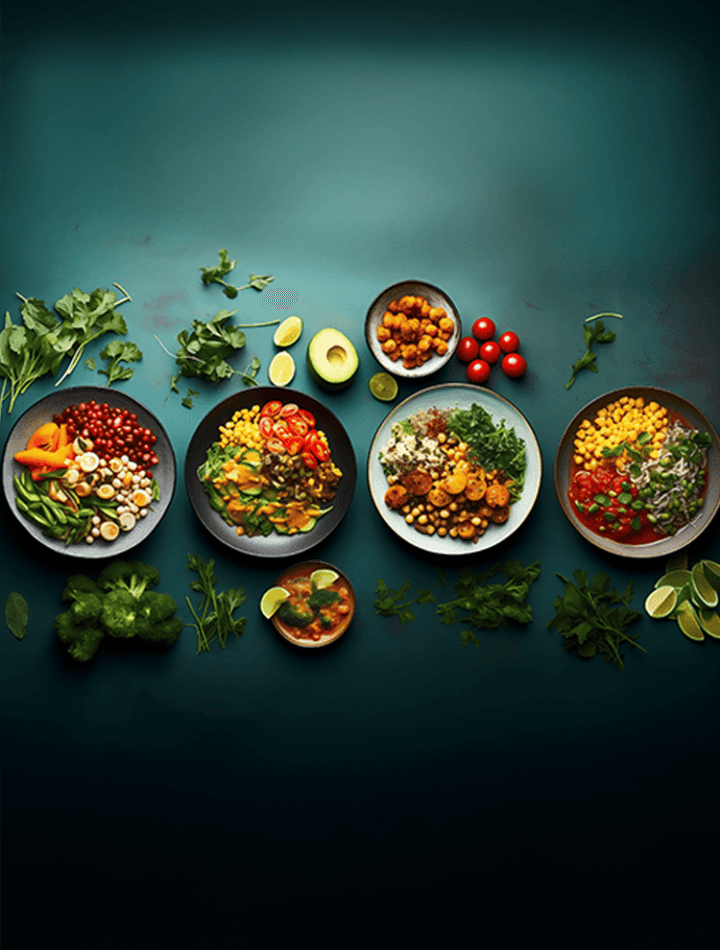 A collage of quick and easy gluten-free vegan meals, including lentil soup, chickpea salad, stir-fry, and quinoa chili, showcasing variety and affordability