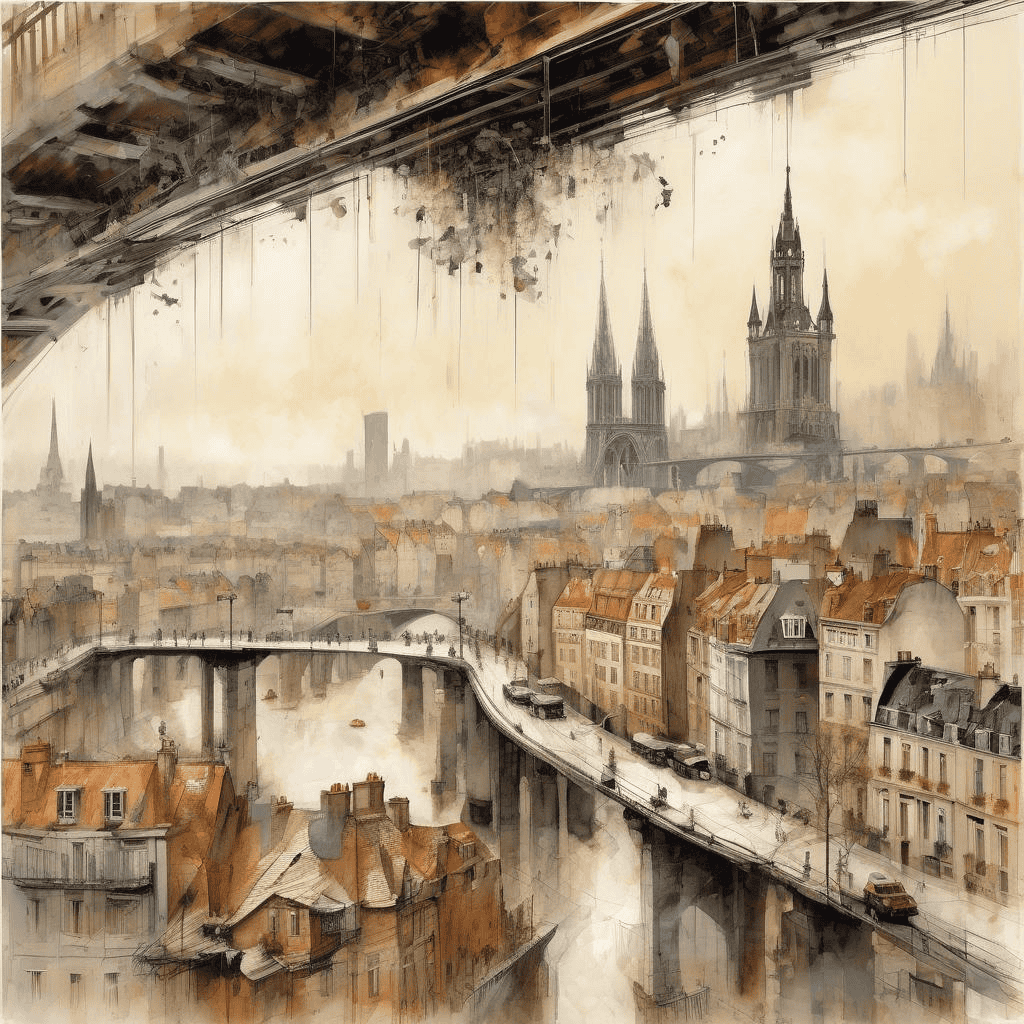 Ville avec le pont de Tumbledown – Victor Hugo