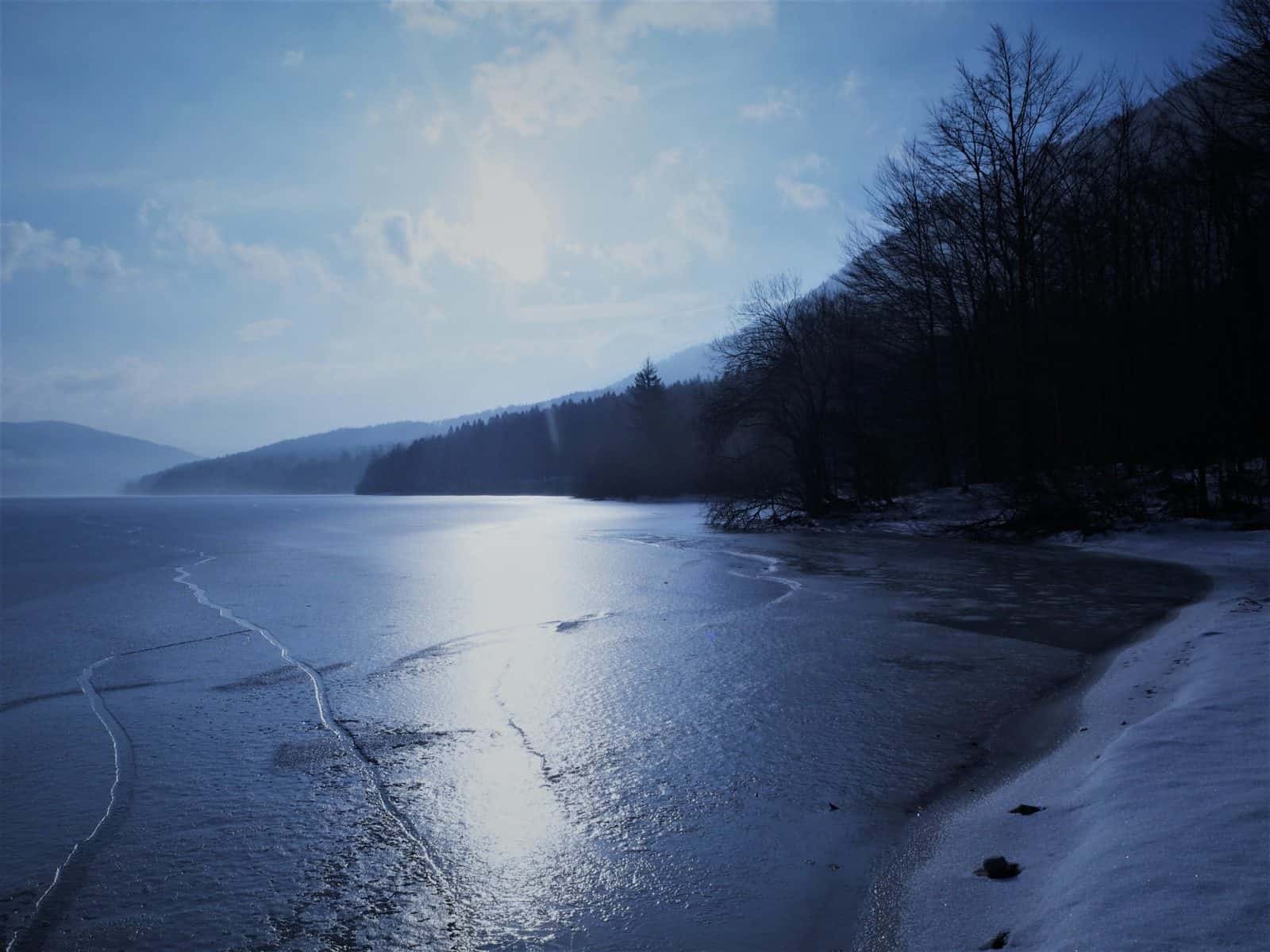 Lac de Bohinj gelé hiver