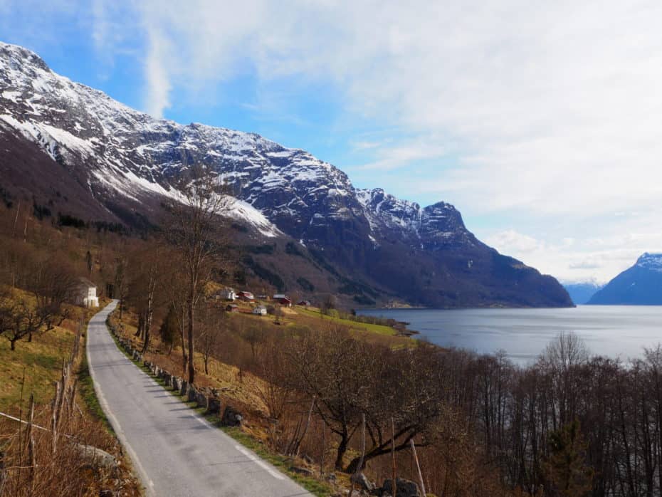 route longeant le Lustrafjord