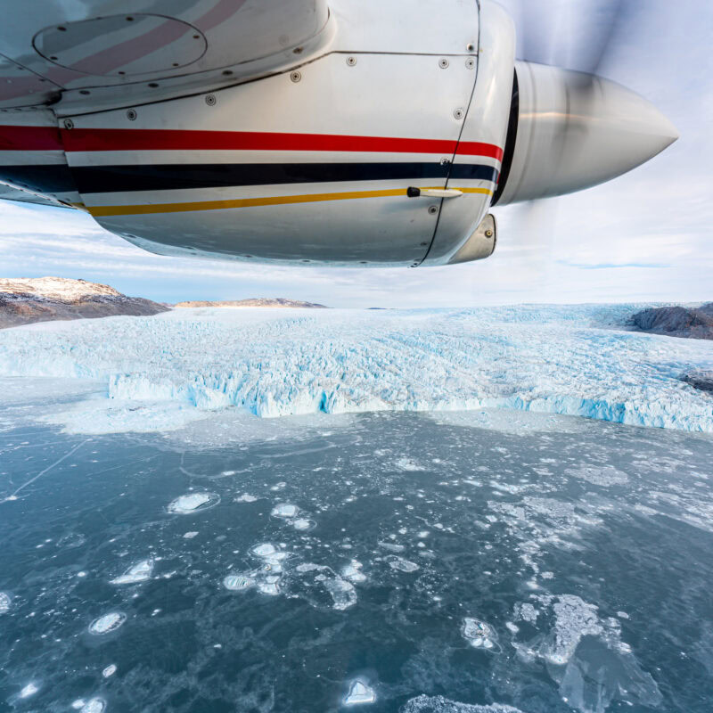 A must is to explorer glaciers and fjords from above with AirZafari in Greenland. Photo by Henrik Møller Nielsen - Visit Greenland
