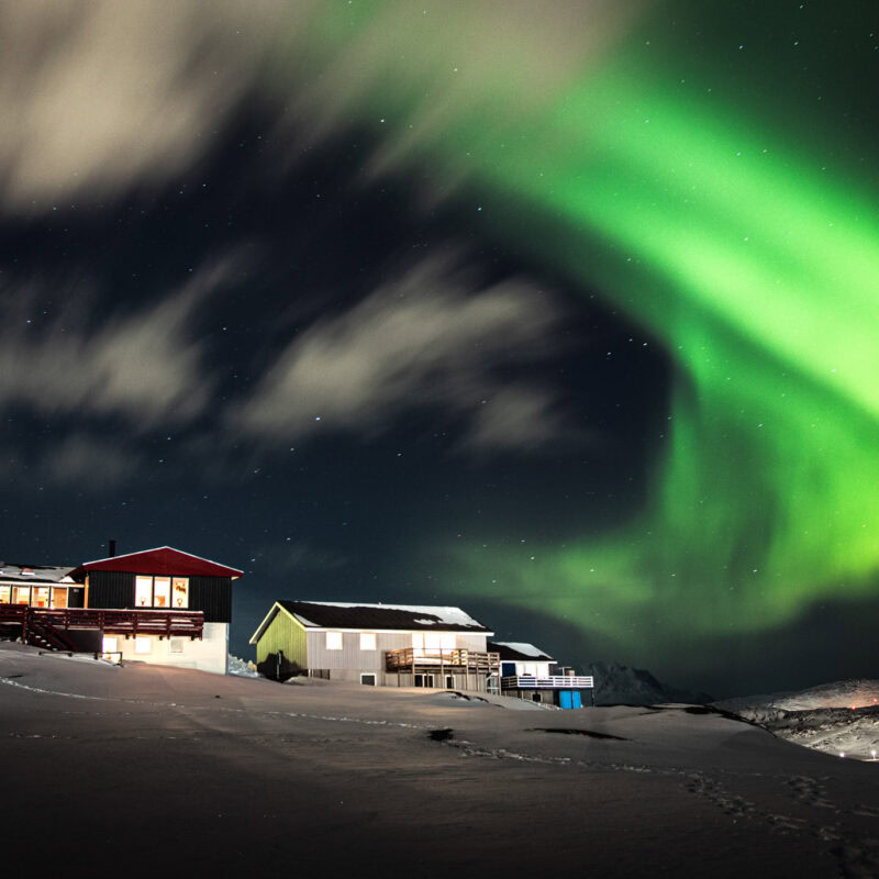 Northern lights Nuuk suburb
