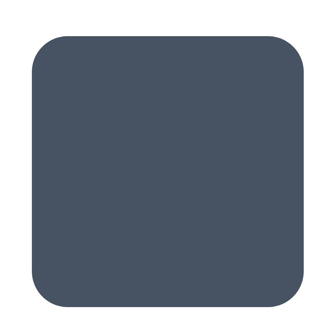 A square with rounded corners filled with a solid dark blue-gray color, outlined with a white border, evokes the sleek style of a Metal Roof Gallery.