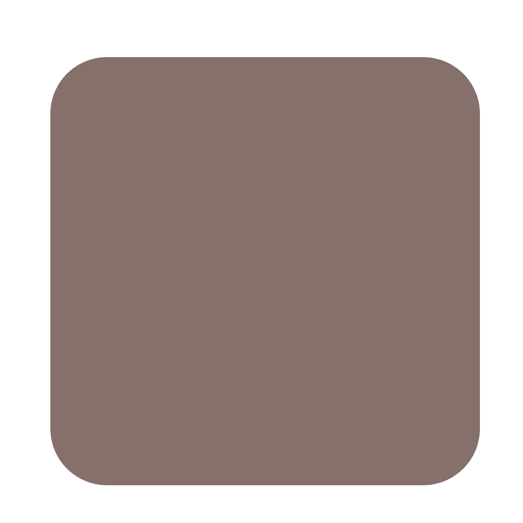 A rounded square with a solid brown color and a white border on a transparent background, perfect for use in your Metal Roof Gallery designs.