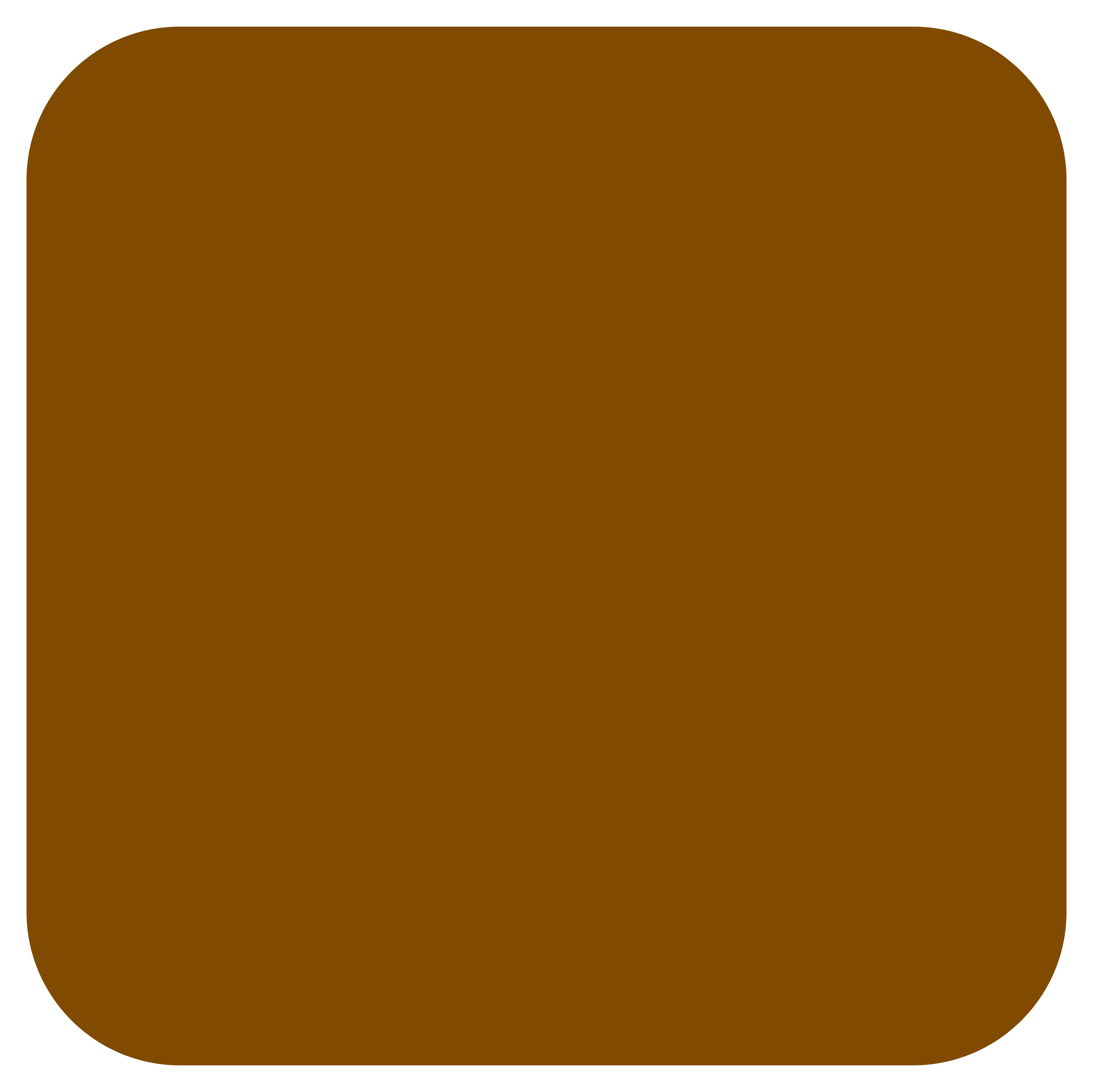 A solid brown square with rounded corners on a white background, reminiscent of tones found in a Metal Roof Gallery.
