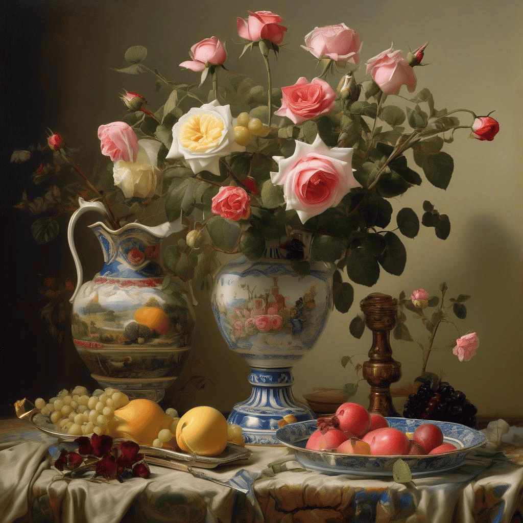 Still Life with Rose and View into Landscape – John Stuart Ingle