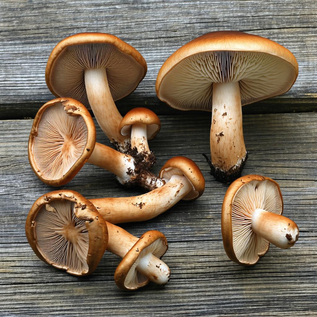 Reishi et shiitake disposés sur une table en bois pour illustrer le renforcement du système immunitaire