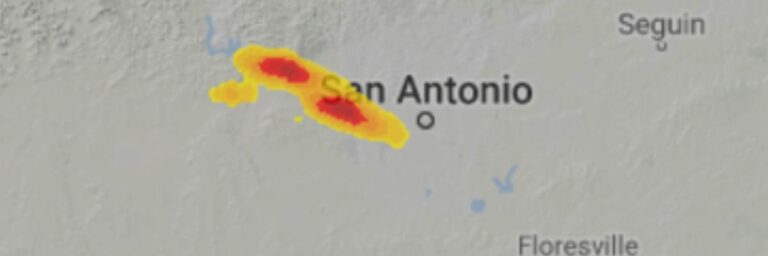 Map showing hail-impacted areas in San Antonio by Dolan Roofing & Construction