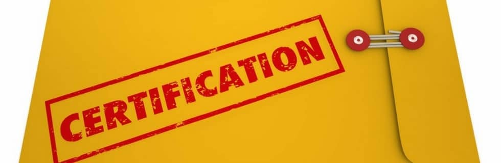 Yellow folder with a red stamp reading "CERTIFICATION" on it, secured with a string and button closure, perfect for storing essential documents like Plumbing Permits 101.