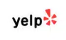 Text "yelp" in lowercase with a red starburst graphic on a white background.