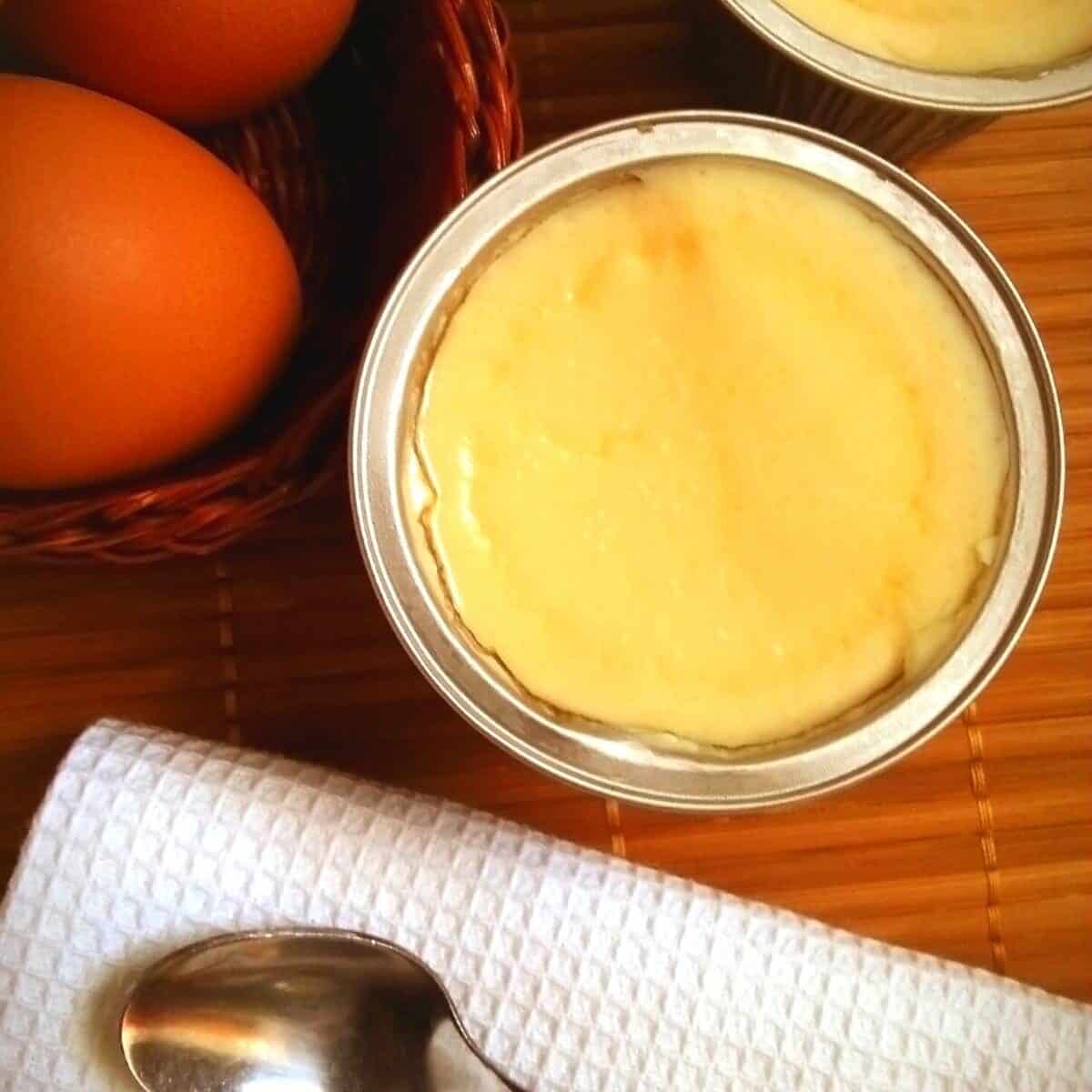 baked custard with cardamom and orange square